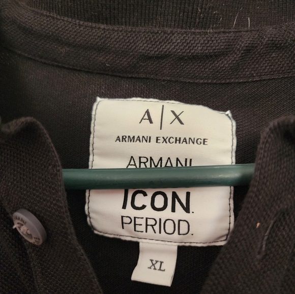 Armani Exchange Icon Period Black Polo with White Accents - Picture 2 of 4
